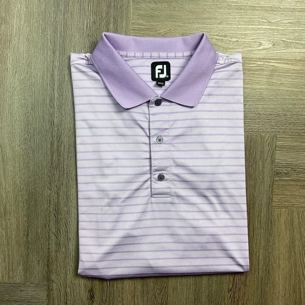 FootJoy Performance Striped Lisle Golf Polo Shirt Mens XXL Lavender Purple Sport